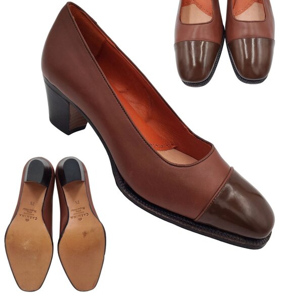 Carmina Shoemaker Women's 6 Brown Leather Cap-toe Dress Pumps Heels Shoes UK 3.5 - Picture 1 of 14